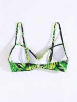 Leaf Print Spaghetti Strap Bikini Top, Fashionable & Comfy Swimming Top For Women - Image 2