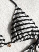 Easter-Themed Red & White Floral Print Bikini With Adjustable Lace-Up Straps - Stretchy V-Neck Swimsuit For Women, Perfect For Beach Or Poolside, Beachwear Essentials|Vneck Swimsuit|Stretchy Fabric - Image 7