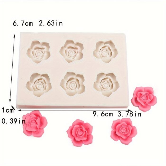 Six-Rose Aromatherapy Candle Silicone Mold Resin Polymer Clay Mold Suitable For Handmade Soap And Gift Box Decoration - Image 4