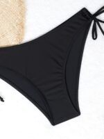 Chic Women'S Bikini Bottoms - High-Cut, Tie-Side Swimwear With Solid Color Design, Stretchy Polyester Blend, Machine Washable - Image 4