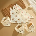6-Pack Cotton Muslin Baby Bibs With Snap Closure, Soft Absorbent Saliva Cloths, Non-Waterproof Woven Fabric, Wheat Color - Ideal For Home And Travel Use - Image 9
