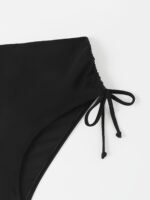 Black High-Stretch Bikini Bottom, Sexy Style Drawstring Tie Side High Cut Beachwear Bottom, Women'S Swimwear & Clothing - Image 5