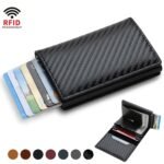 1Pc Men'S Ultra-Thin Rfid Blocking Wallet - Sleek Black Faux Leather Card Holder With Side Push Function, Perfect For Id, Driver?S License & Credit Cards, Ideal Gift For Thanksgiving, Christmas, Valentine?S Day, Everyday Carry Wallet | Sleek Design | Durable Wallet, Card Holder Wallet - Image 2