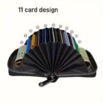 1Pc Men'S Casual Faux Leather Wallet & Business Card Case, Black, Universal, Pu Material, Smooth, Durable, Multi-Purpose, Large Capacity, With Multi-Card Slot, Id Card Bag, Zipper Pocket, Stylish, Safe, Anti-Degaussing, For Daily Use, Travel, Gift - Image 8