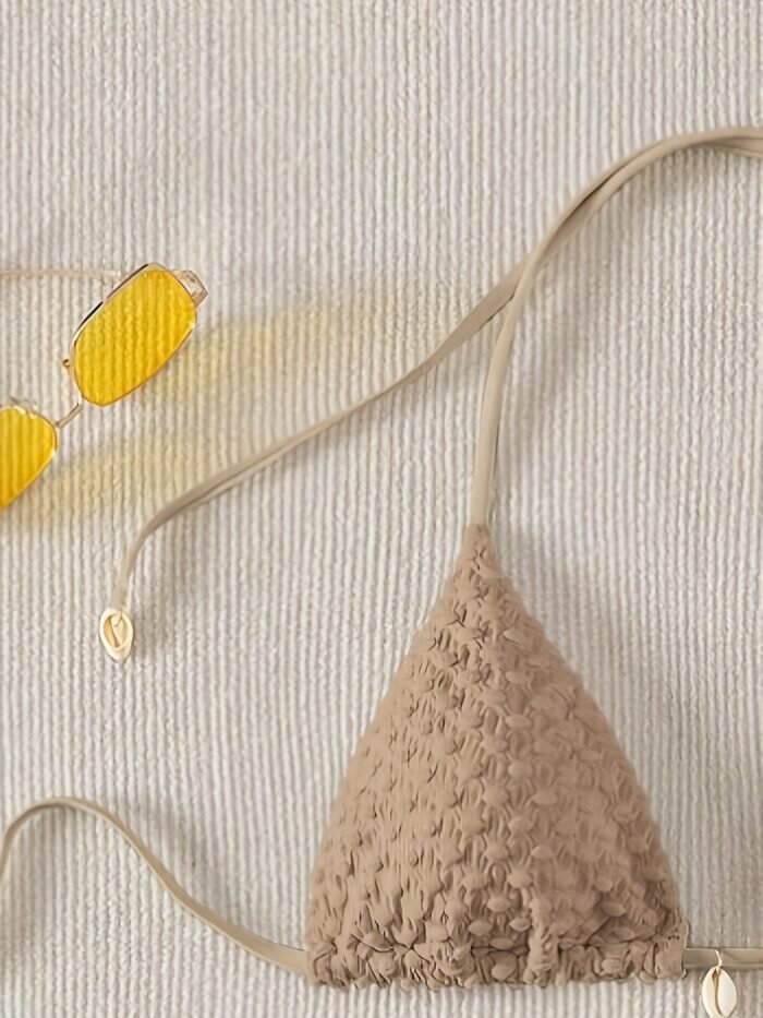 New Stylish And Simple Solid Color Bikini For, Featuring A Fresh European And American Design With A Sexy Backless Strap., Poolside Fashion | Elegant Swimsuit | Stylish Cutouts - Image 9