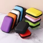 1Pc Eva Headphone Storage Bag With Zipper - Portable Wireless Earbud Case & Cable Organizer, Durable Plastic, Mixed Color Shell