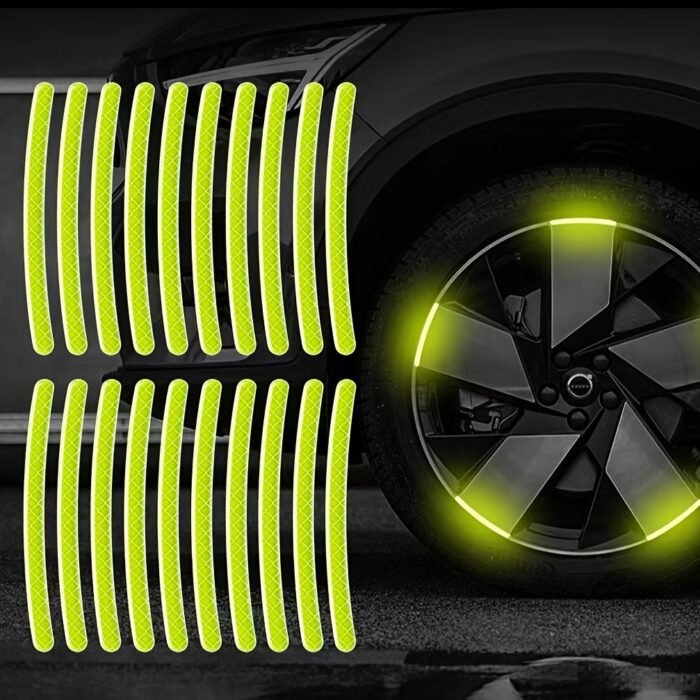 20-Pack Reflective Wheel Rim Stickers, Luminous Safety Decals For Cars, Motorcycles, And Bicycles, Durable Pet Material, Waterproof, Easy To Apply - Image 13