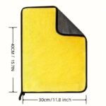 Ultra-Soft Double-Layer Thick Coral Fleece Car Wash Towel - Highly Absorbent, Lint-Free, Yellow & Gray With "Soft" & "No Harm To Car Paint" Messages, Ideal For Auto Detailing & Cleaning - Image 2