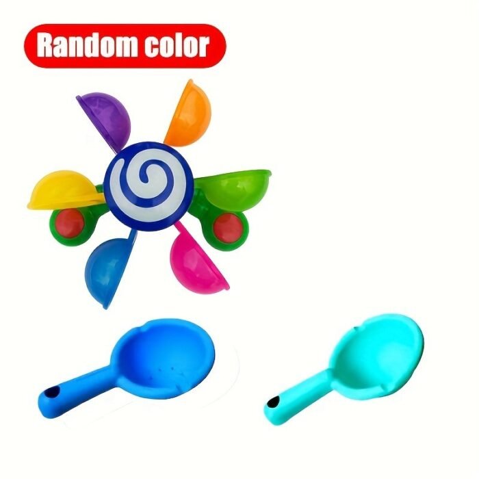 Fun Bathtub Windmill Toy, Very Suitable For Youngsters, Suitable For Bathroom And Outdoor Swimming Pool, Exquisite Gift For Youngsters Over 18 Months (Random Color) (With Two Spoons) - Image 1