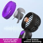 1Pc Portable Mini Fan With 500Mah Rechargeable Lithium Battery, 3-Speed Usb Charging, And Hanging Lanyard - Compact Handheld Design For On-The-Go Cooling - Black & White Options, Summer Essential | Sleek Handheld Fan | Lightweight Fan - Image 8