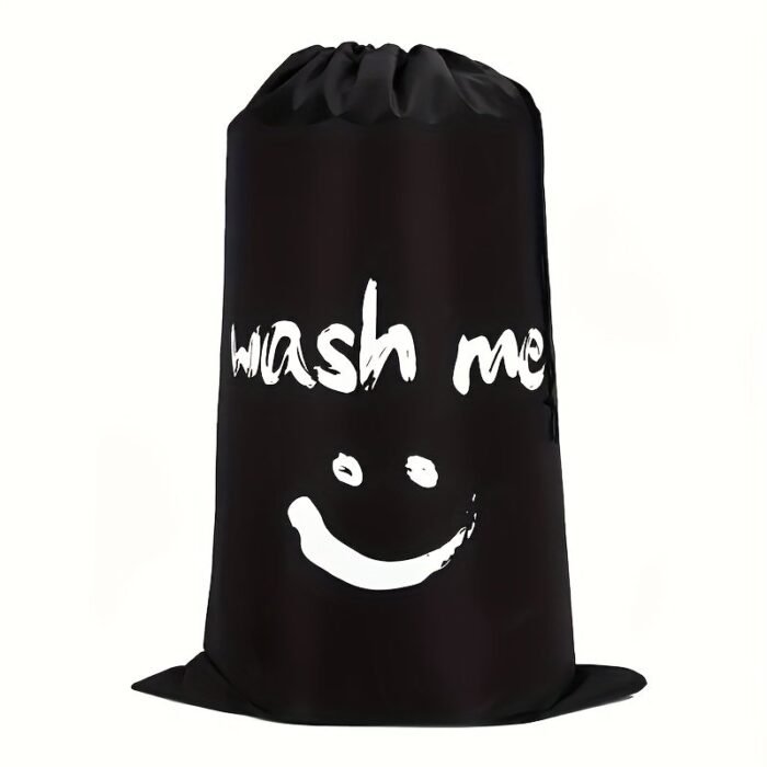 1-Pack Large Travel Laundry Bag With Wash Me Print - Durable Nylon Multi-Functional Organizer For Clothes, Towels & Bedding - Machine Washable & Dry Cleanable (Black & Turquoise), Portable Washing Bag, Easygrip Handle - Image 5