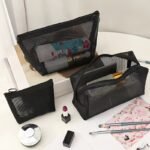 3Pcs Nylon Mesh Cosmetic Bag Portable Travel Cosmetic Storage Bag Grid Wash Storage Net Bag Cosmetic Bag Cosmetic Box Transparent Cosmetic Box Organizer Storage Room Leisure Washing Bag Washing Make Women Feminine Cosmetic Bag