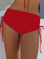 1Pc Women'S Conservative Swim Shorts - High Elasticity Solid Color Adjustable Drawstring Waist, Four-Corner Cut Modest Swimwear For Beach & Pool, Hand Wash Only, Ladies Swimwear, Poolside Apparel, Ruched Side Design, Highelasticity Fabric - Image 5