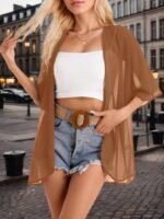 Large Size Women'S Casual Kimono Cardigan Smock Chiffon Material Quick-Drying Fabric Can Be Worn In Multiple Seasons Suitable For A Variety Of Occasions A Variety Of Colors - Image 9