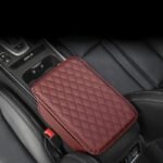 1Pc Pu Leather Car Armrest Pad With Quilted Design, Elbow Support & Storage Pocket - Red, Scratch-Resistant Protective Cushion For Comfortable Driving - Image 8