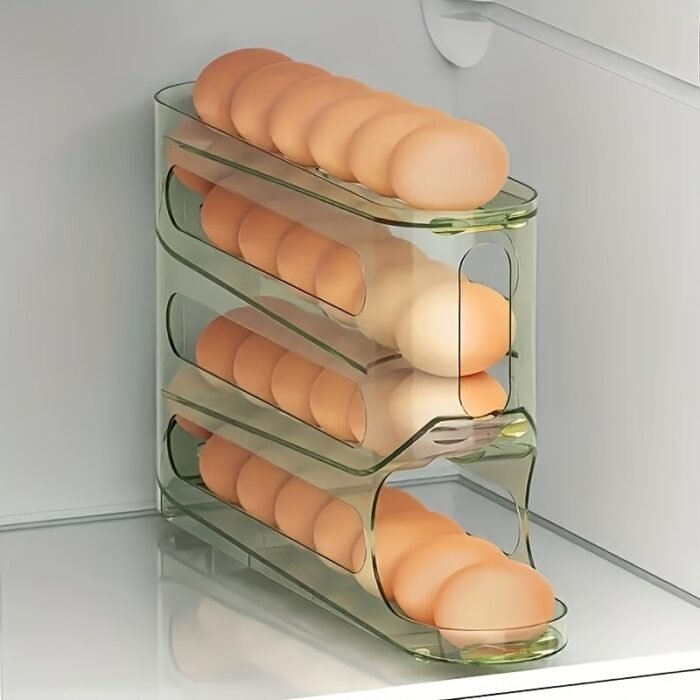 1Pc Space-Saving Egg Storage Organizer With Automatic Rolling Eggs - Heavy-Duty Refrigerator Egg Box, No Assembly Needed, Fits Side Door/Shelf - Ideal For Home, Kitchen, Or Commercial Use, Kitchen Organization, Compact Design, Sturdy Construction, Busy Households - Image 11