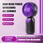 1Pc Portable Mini Fan With 500Mah Rechargeable Lithium Battery, 3-Speed Usb Charging, And Hanging Lanyard - Compact Handheld Design For On-The-Go Cooling - Black & White Options, Summer Essential | Sleek Handheld Fan | Lightweight Fan - Image 6