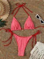 New Multi-Color Bikini 2024 Summer Tie-Up Halter Neck Sexy Triangle Swimsuit For Women - Image 2
