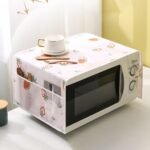 1Pc Strawberry & Heart Pattern Pvc Microwave Dust Cover - Waterproof & Oil-Proof, Pink And White With Pocket Detail, Home Appliance Protector, Microwave Cover - Image 4