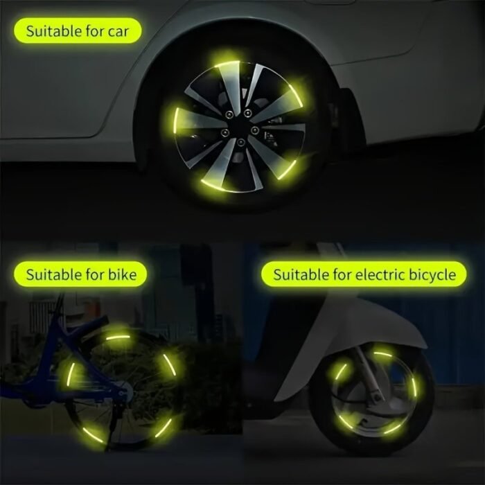 20Pcs Reflective Wheel Hub Stickers - Luminous Tire Rim Decals For Enhanced Safety, Fits Cars, Motorcycles & Bicycles - Image 12
