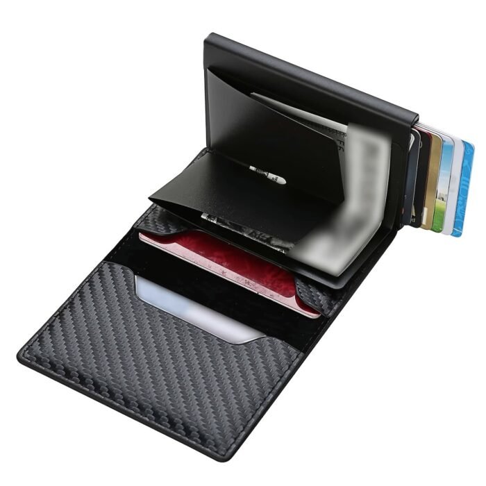 1Pc Men'S Ultra-Thin Rfid Blocking Wallet - Sleek Black Faux Leather Card Holder With Side Push Function, Perfect For Id, Driver?S License & Credit Cards, Ideal Gift For Thanksgiving, Christmas, Valentine?S Day, Everyday Carry Wallet | Sleek Design | Durable Wallet, Card Holder Wallet - Image 6