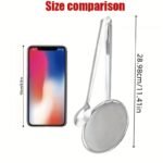 1Pc Shaon Stainless Steel Frying Oil Filter Clamp With Fine Mesh Screen - High-Temp Resistant Oil Scoop & Food Clamp For Frying, Dumplings, Spring Rolls - Durable Kitchen Tool For Hot Oil Drainage & Safe Cooking, Ergonomic Handle, Sturdy Construction, Professional Chefs - Image 4