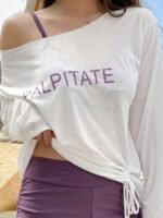 Casual Long-Sleeve Rash Guard Shirt With Drawstring, Belly Cover-Up, Breathable Polyester And Elastane Blend, Summer Beach Top, Spandex, - Image 9