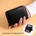 1Pc Men'S Casual Faux Leather Wallet & Business Card Case, Black, Universal, Pu Material, Smooth, Durable, Multi-Purpose, Large Capacity, With Multi-Card Slot, Id Card Bag, Zipper Pocket, Stylish, Safe, Anti-Degaussing, For Daily Use, Travel, Gift - Image 3