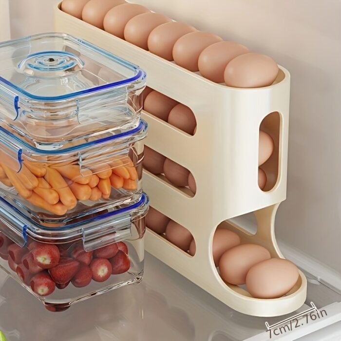 1Pc Space-Saving Egg Storage Organizer With Automatic Rolling Eggs - Heavy-Duty Refrigerator Egg Box, No Assembly Needed, Fits Side Door/Shelf - Ideal For Home, Kitchen, Or Commercial Use, Kitchen Organization, Compact Design, Sturdy Construction, Busy Households - Image 8