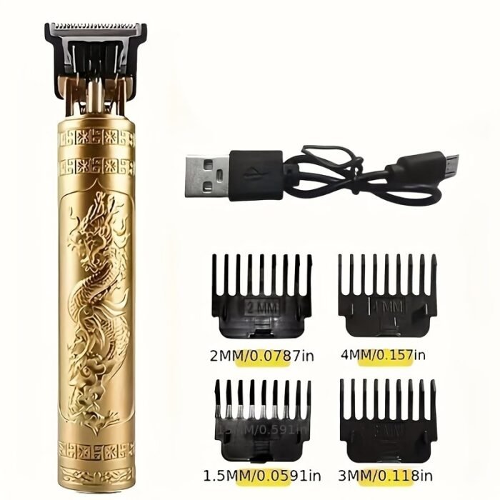 1Pc Professional Electric Hair Clipper With Dragon Design - Rechargeable, 300Mah Battery, Usb Charging, Ideal For Men'S Haircutting And Beard Trimming, Perfect Father'S Day Gift, Barber Shop Tool | Elegant Haircutting Tool | Durable Haircutting Tool, Hair Trimming Tools - Image 3