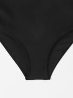 Black High-Stretch Bikini Bottom, Sexy Style Drawstring Tie Side High Cut Beachwear Bottom, Women'S Swimwear & Clothing - Image 4