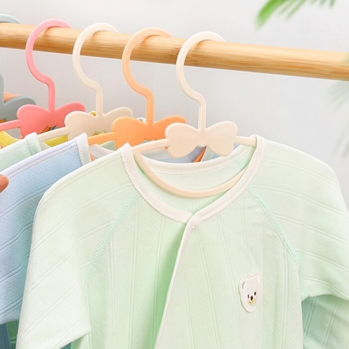 10Pcs Adorable White Bowknot Clothes Hangers - Lightweight, Durable Plastic, Heart & Mustache Design For Efficient Storage Of & Outfits, Accessories - Image 5