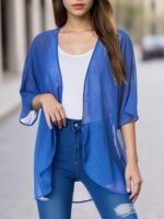 Large Size Women'S Casual Kimono Cardigan Smock Chiffon Material Quick-Drying Fabric Can Be Worn In Multiple Seasons Suitable For A Variety Of Occasions A Variety Of Colors - Image 10