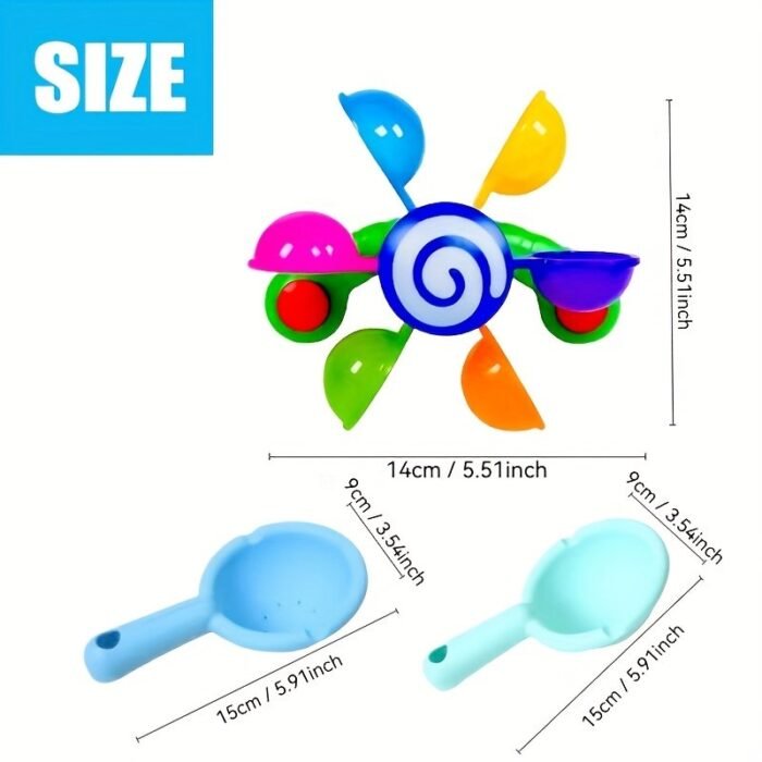 Fun Bathtub Windmill Toy, Very Suitable For Youngsters, Suitable For Bathroom And Outdoor Swimming Pool, Exquisite Gift For Youngsters Over 18 Months (Random Color) (With Two Spoons) - Image 3