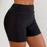 Idun2024003 Basic Versatile Swimwear Fabric High-Waist Black Square Bottoms