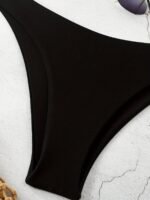 European And American Cross-Border New Solid Color Sexy Retro Bikini Triangle Beach Swimwear Women'S Black And White Two-Piece Set - Image 4