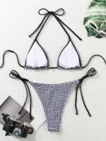 New Multi-Color Bikini 2024 Summer Tie-Up Halter Neck Sexy Triangle Swimsuit For Women - Image 8