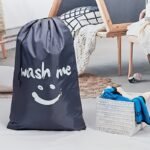 1-Pack Large Travel Laundry Bag With Wash Me Print - Durable Nylon Multi-Functional Organizer For Clothes, Towels & Bedding - Machine Washable & Dry Cleanable (Black & Turquoise), Portable Washing Bag, Easygrip Handle - Image 6