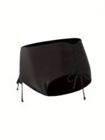 Black High-Stretch Bikini Bottom, Sexy Style Drawstring Tie Side High Cut Beachwear Bottom, Women'S Swimwear & Clothing - Image 2