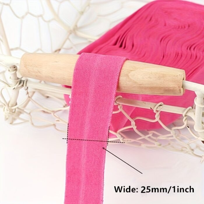 1 Roll, 1.8Meter/Length 1" (25Mm) Elastic Band Multicolor Fold Over Spandex Elastic Ribbon For Sewing Lace Trim Waist Band Garment Accessory - Image 4