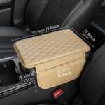 1Pc Pu Leather Car Armrest Pad With Quilted Design, Elbow Support & Storage Pocket - Red, Scratch-Resistant Protective Cushion For Comfortable Driving - Image 4