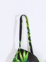 Leaf Print Spaghetti Strap Bikini Top, Fashionable & Comfy Swimming Top For Women - Image 5