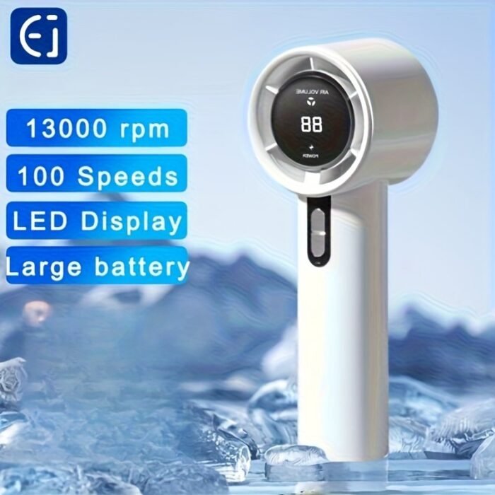 1Pc Ultra-Portable 13000Rpm Handheld Cooling Fan - 100-Speed Adjustable, 20?C Cooling, Usb Rechargeable With Long Battery Life, 36V Safe Operation For Home, Office, Travel, Portable Fan, Sleek Design, Durable Construction - Image 5