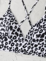 Chic Leopard Print Bikini Top For Women - High Stretch, Cross-Back Design, Machine Washable - Image 6