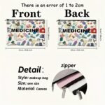 Medicine-Themed Cosmetic Travel Bag - Foldable Lightweight Zippered Makeup Organizer With Pill & Syringe Design, Durable Fabric For Women, Teachers - Beige Gift For Healthcare Professionals, Cosmetic Bag - Image 3