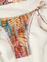 Animal Skin Print 2 Piece Set Bikini, Halter V Neck Tie Back Backless High Cut Tie Side Swimsuits, Women'S Swimwear & Clothing Triangle Top - Image 3