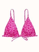 European And American New Leopard Print Triangle Cup Bikini Women'S Sexy Beach Swimsuit Top Adjustable Drawstring Swimsuit