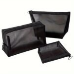 3Pcs Nylon Mesh Cosmetic Bag Portable Travel Cosmetic Storage Bag Grid Wash Storage Net Bag Cosmetic Bag Cosmetic Box Transparent Cosmetic Box Organizer Storage Room Leisure Washing Bag Washing Make Women Feminine Cosmetic Bag - Image 3