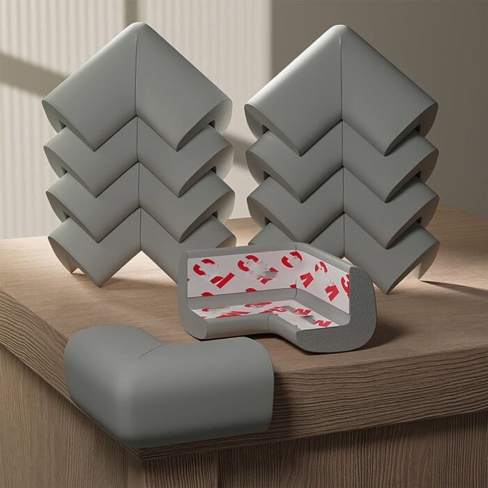 12Pcs Soft Corner Protectors For Youngsters Safety - Pre-Taped Rubber Edge Guards With Adhesive Strips, Furniture Bumpers For Fireplace, Table, Stairs, Cabinet (Gray), Youngsters Corner Protection - Image 8