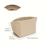 1Pc Felt Insert Bag Organizer, Portable, Casual Style, Fabric Soft Smooth Felt, Large Capacity With Multiple Pockets, Durable Metal Zipper, With Random Printing, For Women'S Tote Handbag, Cosmetic Travel Purse - Image 3
